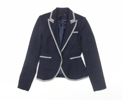 Zara Woman Women's Blue XS Blazer with Notch Lapel