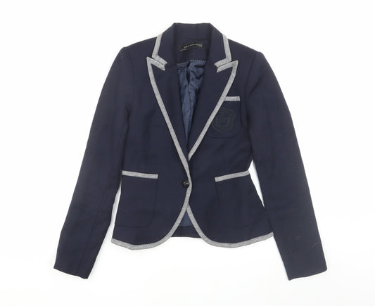 Zara Woman Women's Blue XS Blazer with Notch Lapel