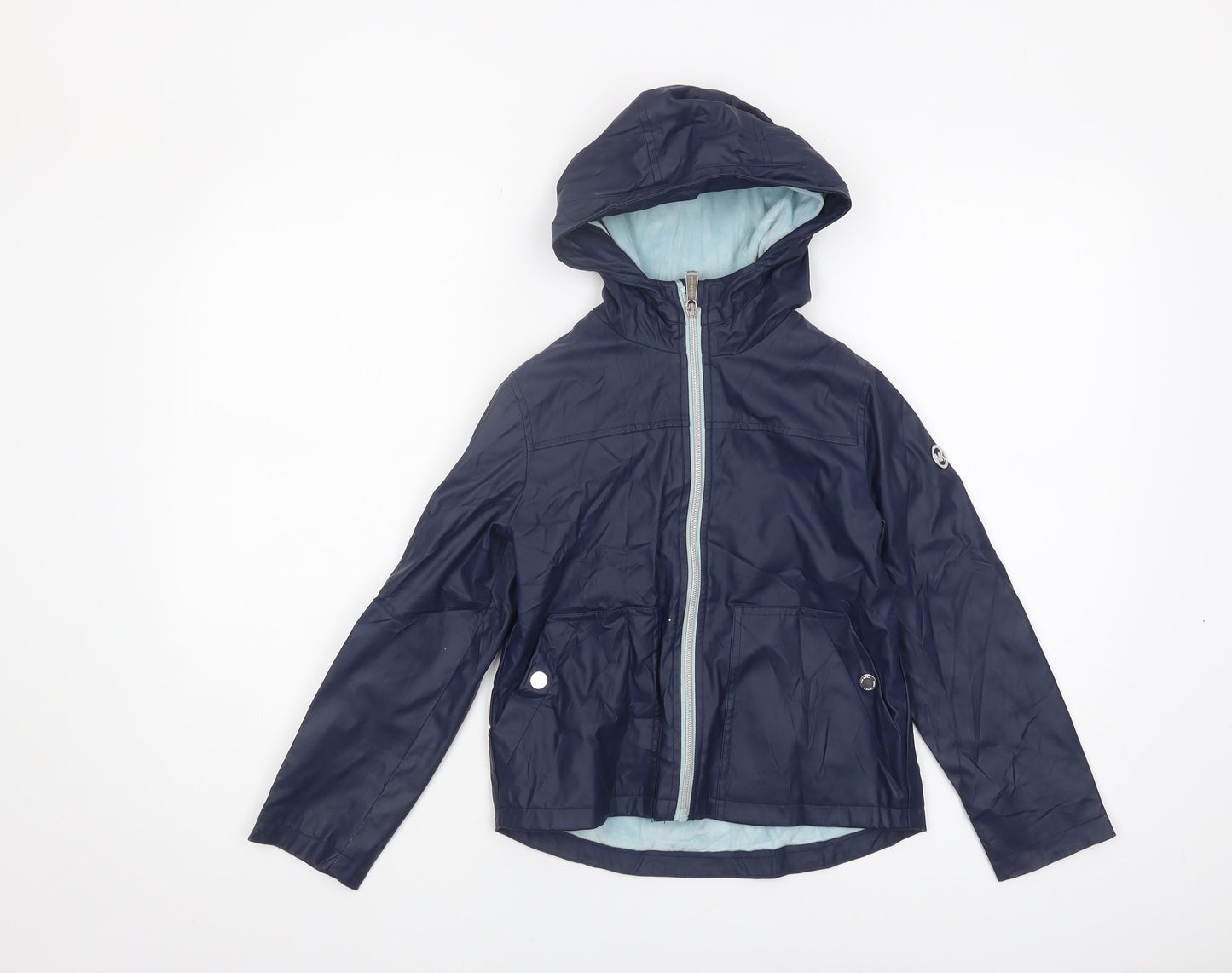 Michael Kors Girls Blue Hooded Rain Coat 6-7 Years