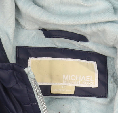 Michael Kors Girls Blue Hooded Rain Coat 6-7 Years