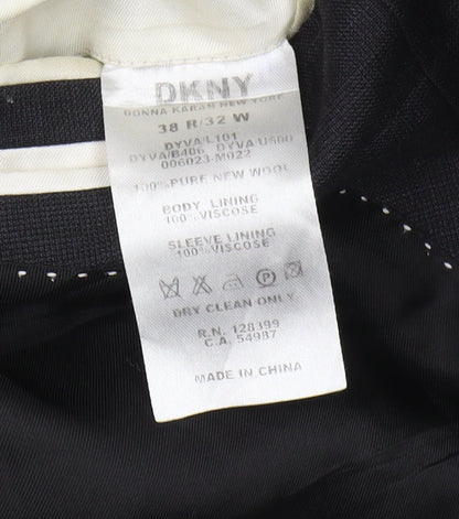Mens UK Size 38 DKNY Regular Black Suit Jacket