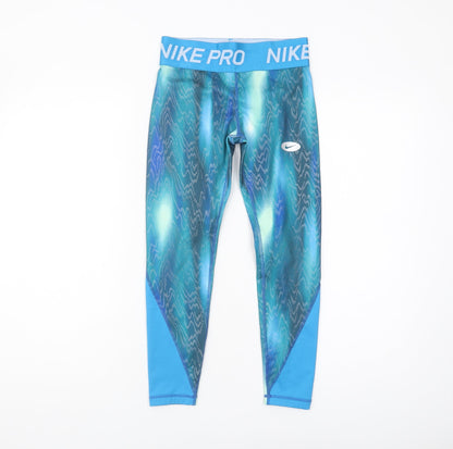 Nike Girls Blue Leggings - S Yoga Fitness Activewear