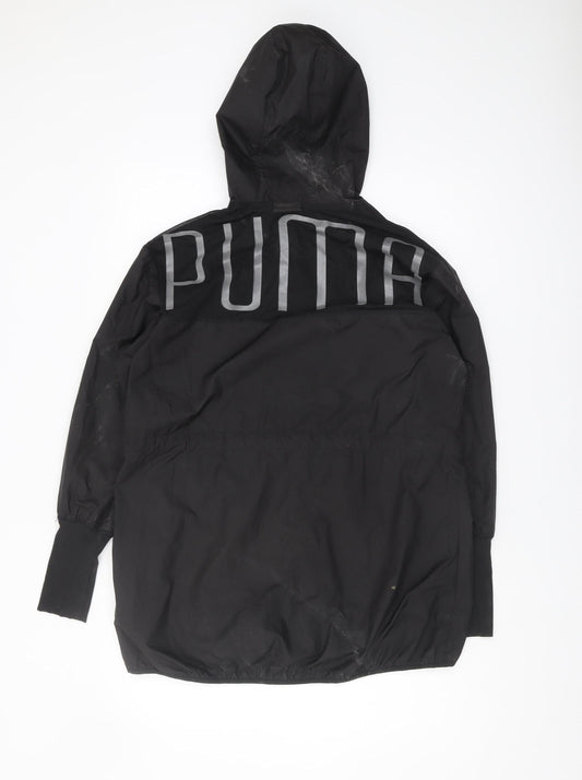 Womens UK Size 10 PUMA Black Windbreaker Coat