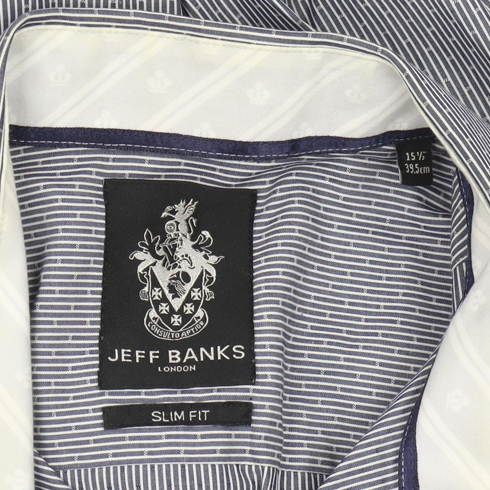 Jeff Banks Men's Slim Fit Blue Striped Shirt, Size 15.5