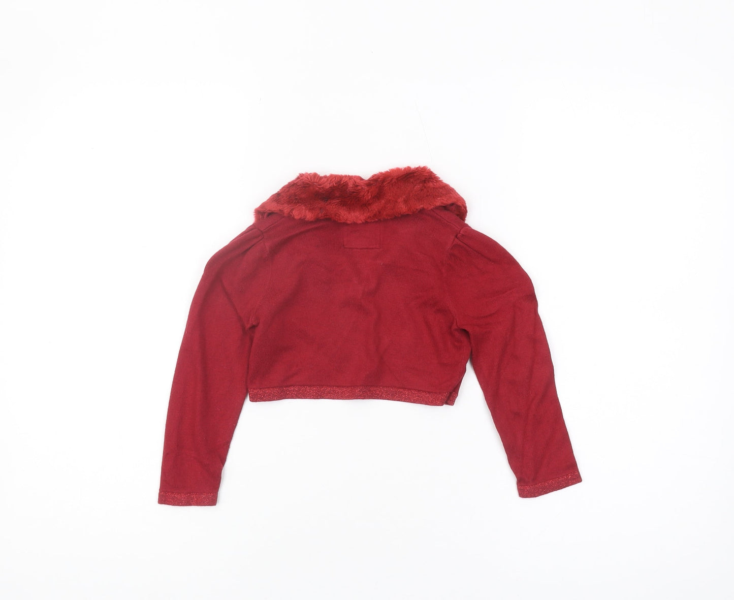Junior J Girls Red Shrug 2-3 Years Viscose with Fur Trim