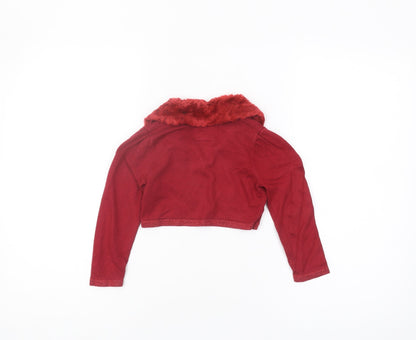 Junior J Girls Red Shrug 2-3 Years Viscose with Fur Trim