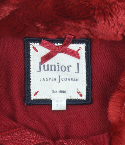 Junior J Girls Red Shrug 2-3 Years Viscose with Fur Trim