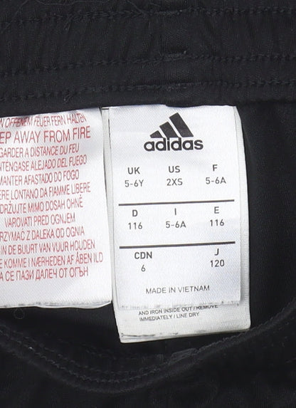 Adidas Boys Black Athletic Shorts 5-6 Years Football Sports Wear