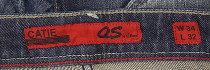 Mens UK Size 34 QS by s.Oliver Slim Fit Straight Blue Jeans