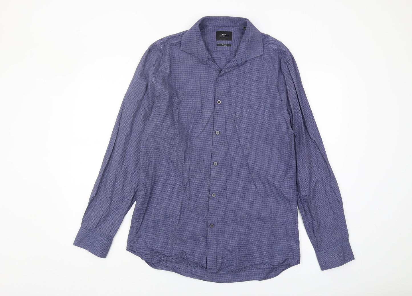 Moss London Men's Blue Slim Fit Geometric Shirt 16