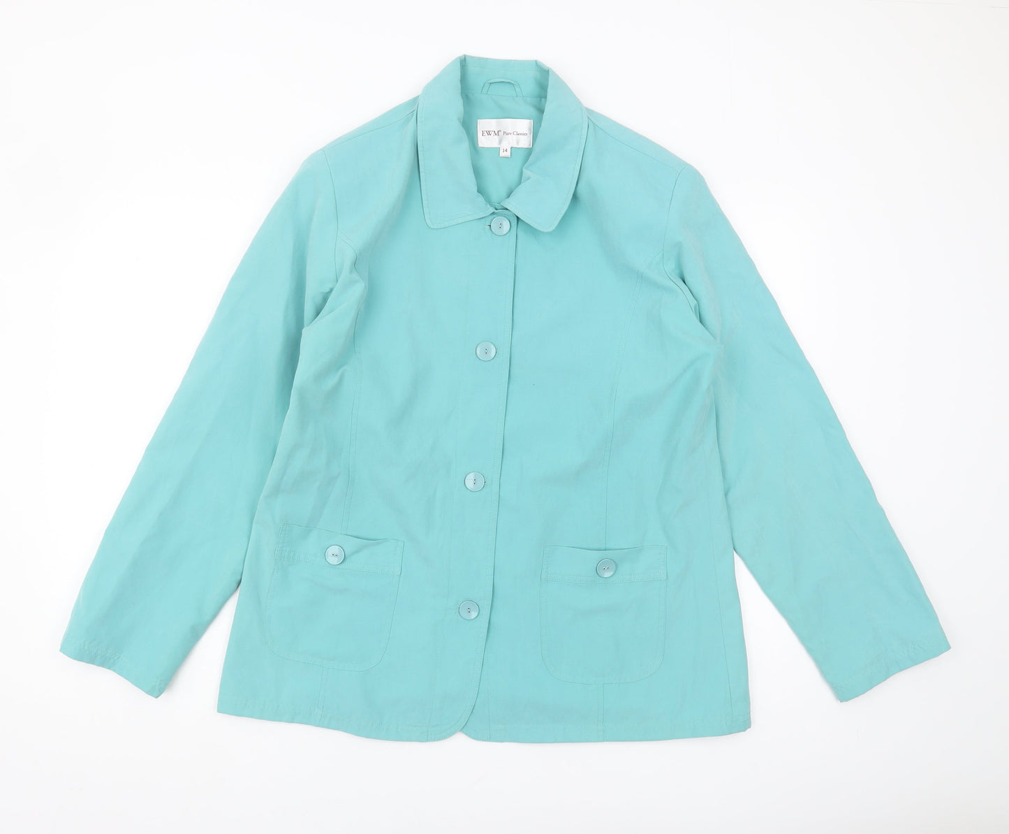 EWM Women's Blue Casual Mid-Length Jacket, Size 14
