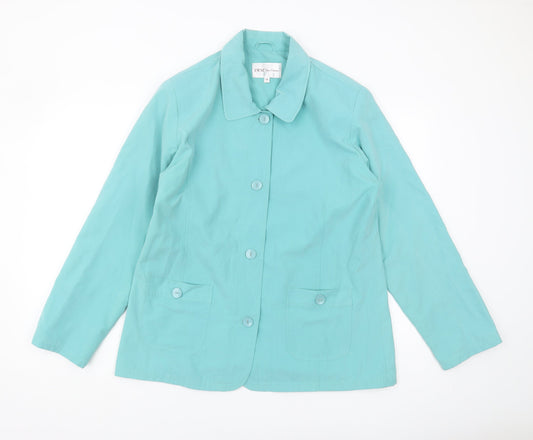 EWM Women's Blue Casual Mid-Length Jacket, Size 14