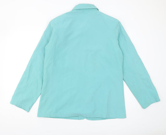 EWM Women's Blue Casual Mid-Length Jacket, Size 14