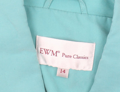 EWM Women's Blue Casual Mid-Length Jacket, Size 14