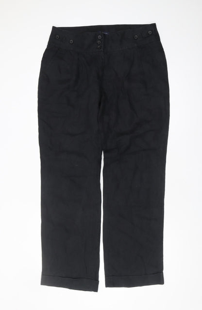 Tommy Hilfiger Women's Black Linen Trousers Size 12