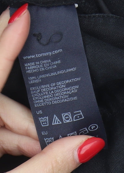 Tommy Hilfiger Women's Black Linen Trousers Size 12