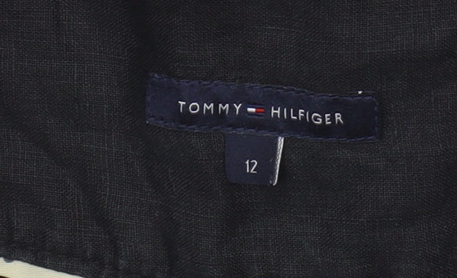 Tommy Hilfiger Women's Black Linen Trousers Size 12