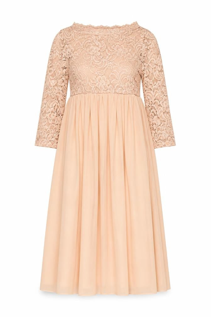 Mamalicious Beige Maternity Dress 3/4 Sleeve S