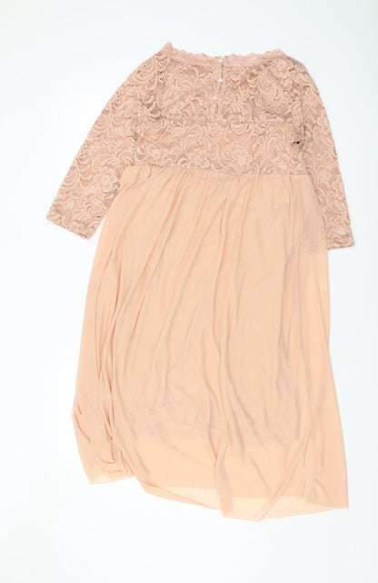 Mamalicious Beige Maternity Dress 3/4 Sleeve S