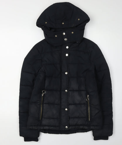 Womens UK Size 10 Topshop Black Puffer Jacket