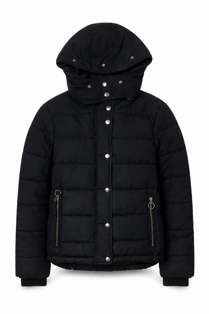 Womens UK Size 10 Topshop Black Puffer Jacket