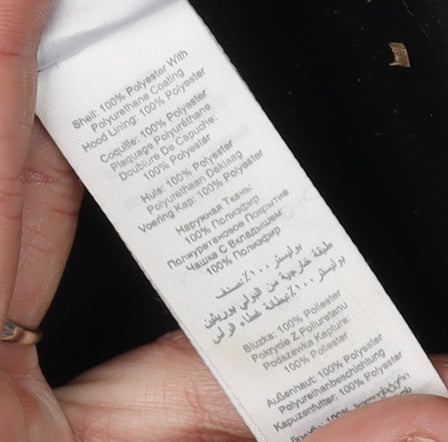 915 Girls Black Hooded Long Jacket, Size 14-15 Years