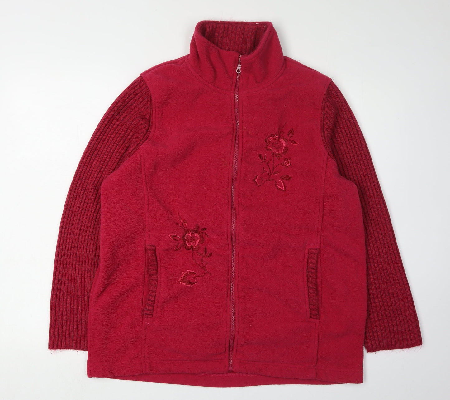 Damart Women's Red Basic Jacket Size 18/20, Embroidered