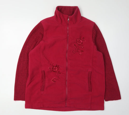 Damart Women's Red Basic Jacket Size 18/20, Embroidered