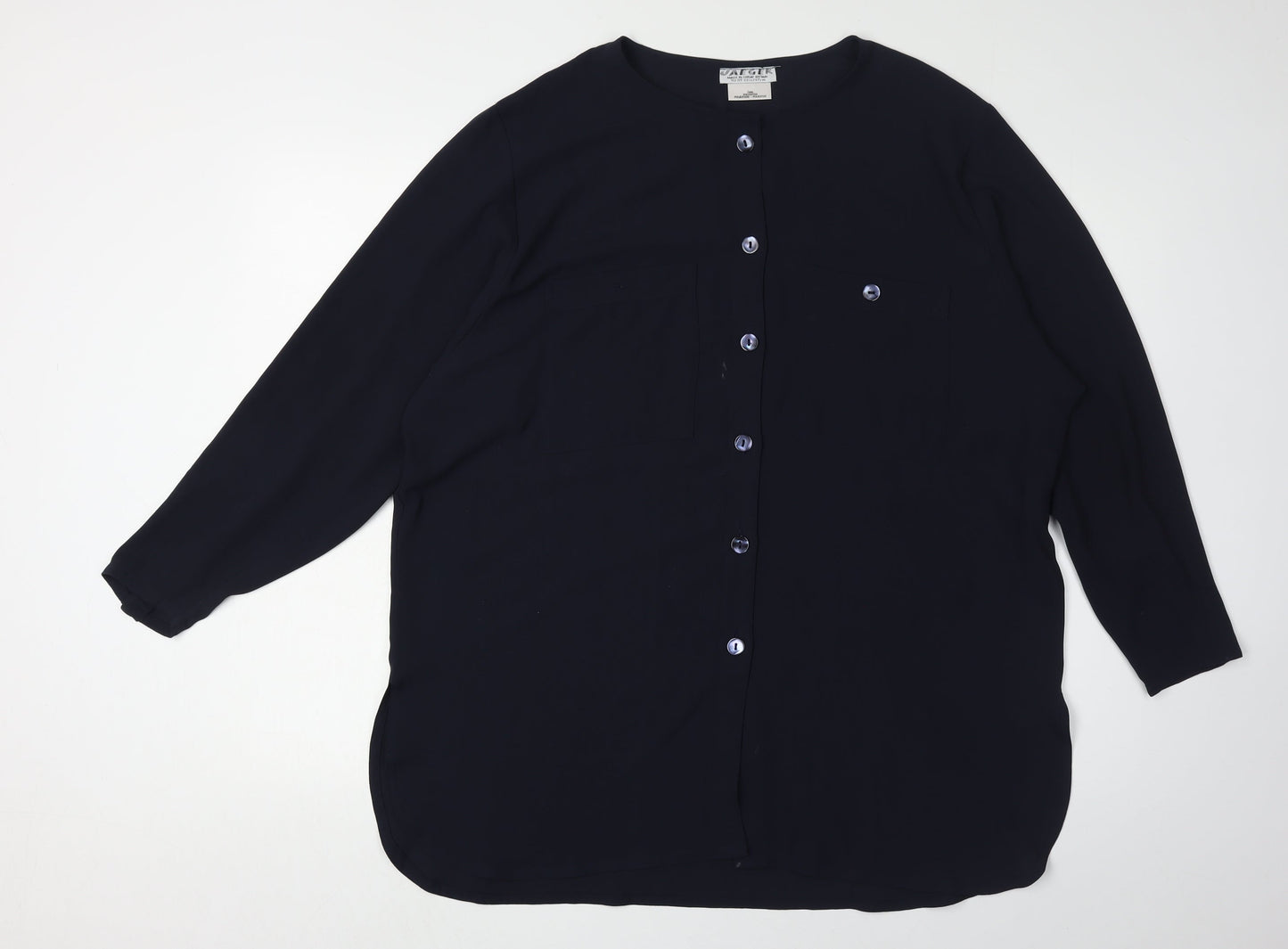 Jaeger Women's Blue Button-Up Long Sleeve Shirt