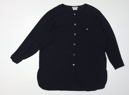 Jaeger Women's Blue Button-Up Long Sleeve Shirt