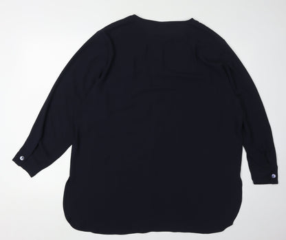 Jaeger Women's Blue Button-Up Long Sleeve Shirt