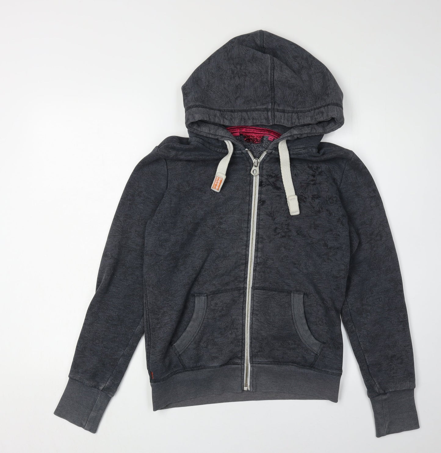 Womens UK Size S Superdry Grey Full Zip Hoodie
