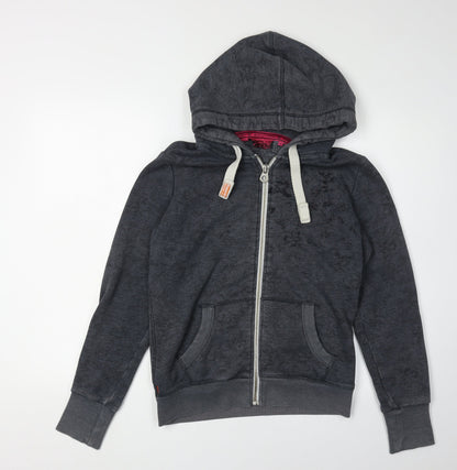 Womens UK Size S Superdry Grey Full Zip Hoodie