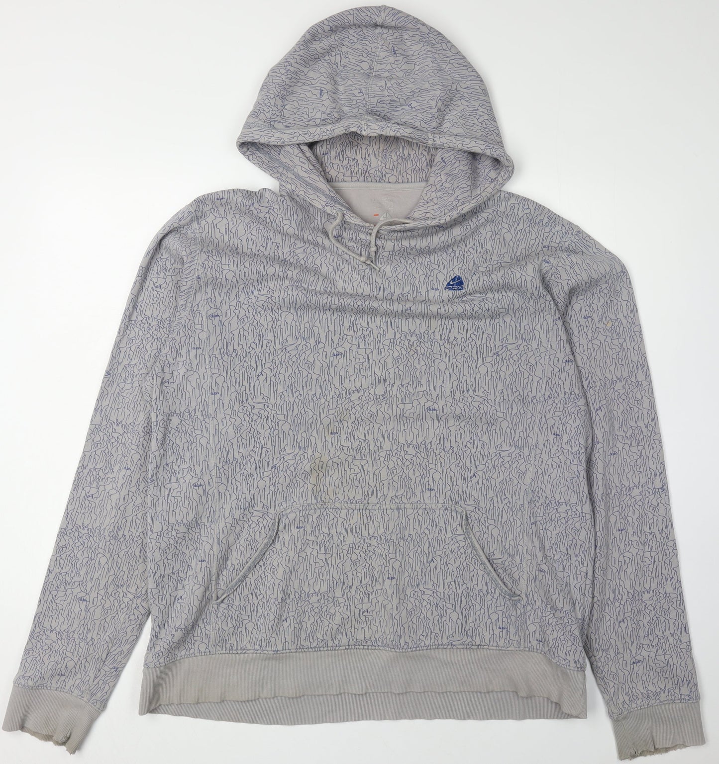 Mens UK Size L Nike Grey Pullover Hoodie
