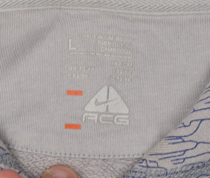 Mens UK Size L Nike Grey Pullover Hoodie
