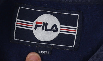 FILA Boys Blue Pullover Hoodie Size 13-14 Years With Logo