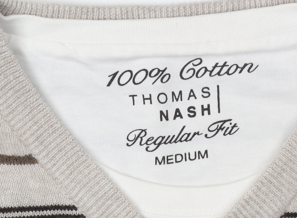 Thomas Nash Men's Beige Medium Henley Jumper