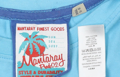 Mantaray Boys' Blue T-Shirt 5-6 Years Graphic Print Casual
