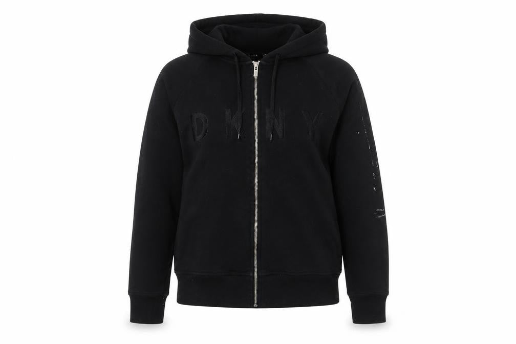 Womens UK Size M DKNY Black Full Zip Hoodie
