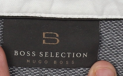 Hugo Boss Men's Grey Long Sleeve Polo, Size L