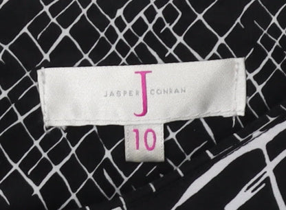 Jasper Conran Women's Black Geometric Dress 3/4 Sleeve 10