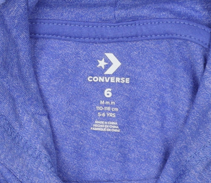 Converse Blue Girls Hoodie, 5-6 Years, Casual Lightweight