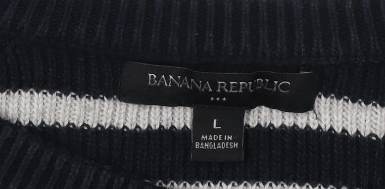 Banana Republic Women's Black Striped Pullover Jumper L