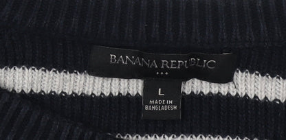 Banana Republic Women's Black Striped Pullover Jumper L