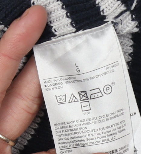 Banana Republic Women's Black Striped Pullover Jumper L