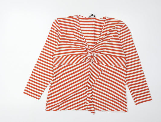 Jaeger Women's Red Stripe Wrap Top, Size L, Viscose Blend