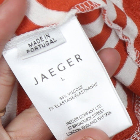 Jaeger Women's Red Stripe Wrap Top, Size L, Viscose Blend