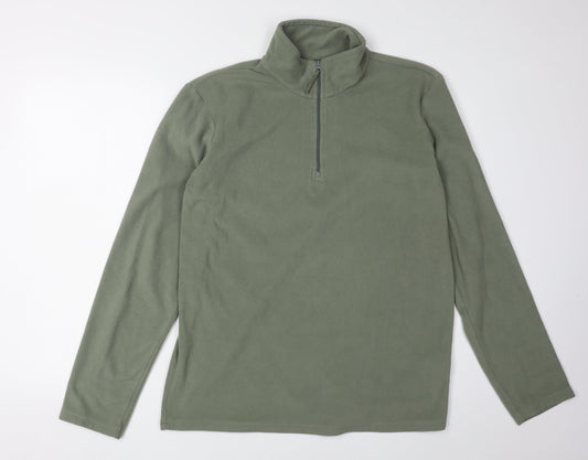 Mens UK Size S Mountain Warehouse Green 1/4 Zip Sweatshirt