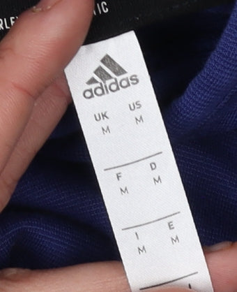 Adidas Blue Unisex Pullover Hoodie M - Lightweight & Hooded