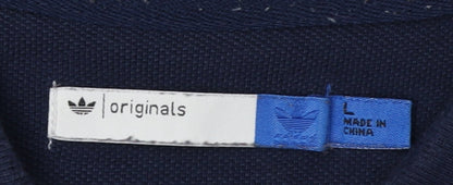 Adidas Men's Blue Long Sleeve Polo Shirt - Size L